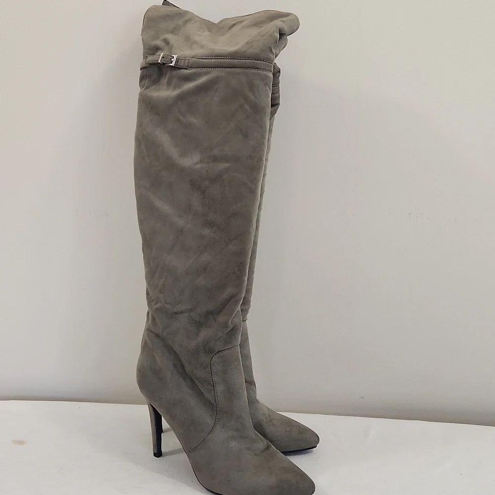 Chinese Laundry Heather Gray Over Knee Stiletto Heel Boots. Size 8.5